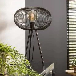 Lampe de table Vagney Nickel mat, Noir, 1 lumière