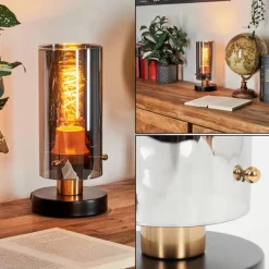 Lampe de table Vaurois Laiton, Noir, 1 lumière