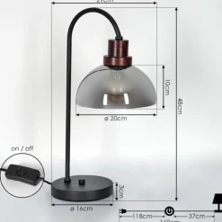 Lampe de table Aannestad Brun, Noir, 1 lumière