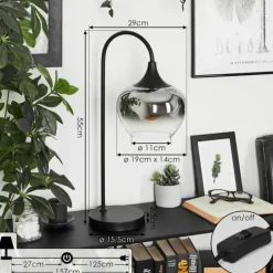 Lampe de table Azurara Noir, 1 lumière