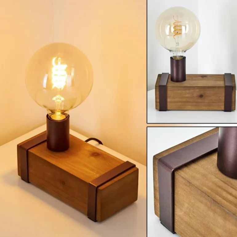 Lampe de table Balakovo Bois foncé, Rouille, 1 lumière