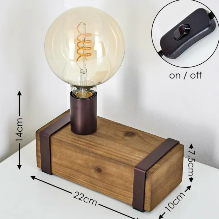 Lampe de table Balakovo Bois foncé, Rouille, 1 lumière