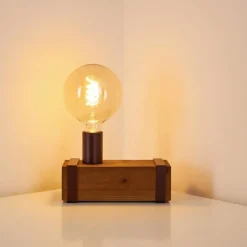 Lampe de table Balakovo Bois foncé, Rouille, 1 lumière