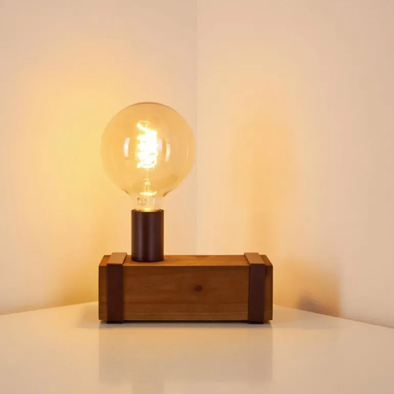 Lampe de table Balakovo Bois foncé, Rouille, 1 lumière
