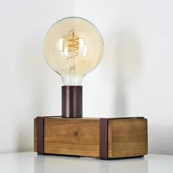 Lampe de table Balakovo Bois foncé, Rouille, 1 lumière