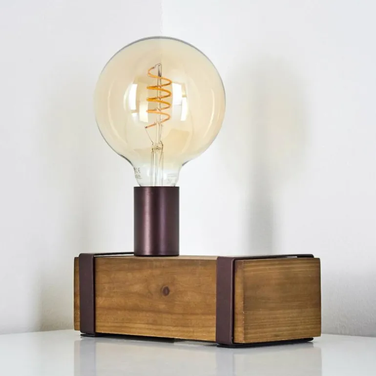 Lampe de table Balakovo Bois foncé, Rouille, 1 lumière