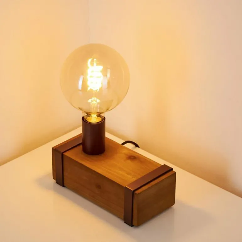 Lampe de table Balakovo Bois foncé, Rouille, 1 lumière