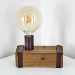 Lampe de table Balakovo Bois foncé, Rouille, 1 lumière