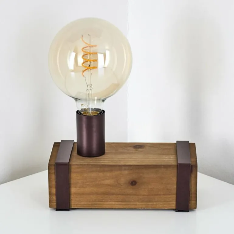 Lampe de table Balakovo Bois foncé, Rouille, 1 lumière