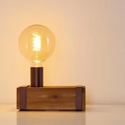 Lampe de table Balakovo Bois foncé, Rouille, 1 lumière