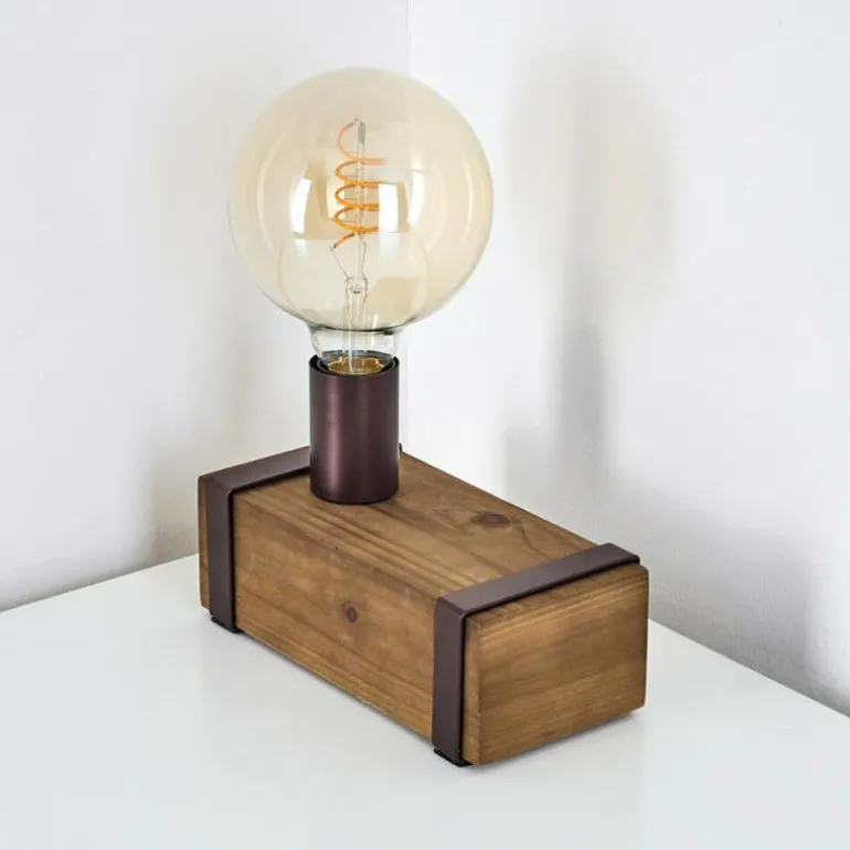 Lampe de table Balakovo Bois foncé, Rouille, 1 lumière