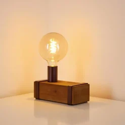 Lampe de table Balakovo Bois foncé, Rouille, 1 lumière