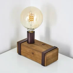Lampe de table Balakovo Bois foncé, Rouille, 1 lumière