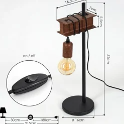 Lampe de table Barbengo Rouille, Noir, 1 lumière