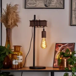 Lampe de table Barbengo Rouille, Noir, 1 lumière