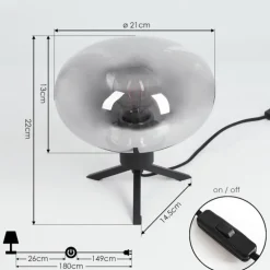 Lampe de table Barnegat Noir, 1 lumière