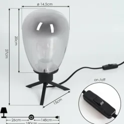 Lampe de table Barnegat Noir, 1 lumière