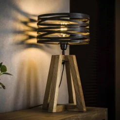 Lampe de table BEILEN Bois foncé, 1 lumière