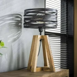Lampe de table BEILEN Bois foncé, 1 lumière