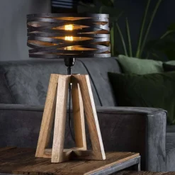 Lampe de table BEILEN Bois foncé, 1 lumière