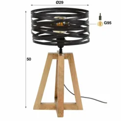 Lampe de table BEILEN Bois foncé, 1 lumière