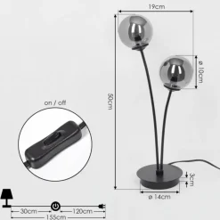 Lampe de table Belleoram LED Noir, 2 lumières