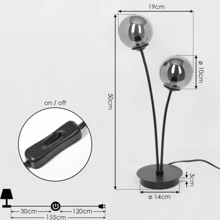 Lampe de table Belleoram LED Noir, 2 lumières