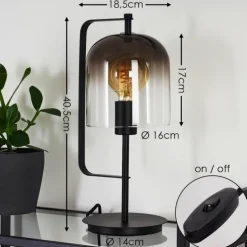 Lampe de table Bourges Noir, 1 lumière