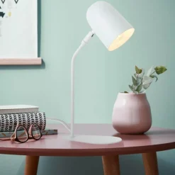 Lampe de table Brilliant Tong Blanc, 1 lumière