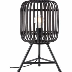 Lampe de table Brilliant Woodrow Bois foncé, Noir, 1 lumière