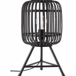 Lampe de table Brilliant Woodrow Bois foncé, Noir, 1 lumière