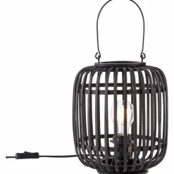 Lampe de table Brilliant Woodrow Bois foncé, Noir, 1 lumière