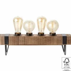 Lampe de table Brilliant Woodhill Bois foncé, Noir, 4 lumières