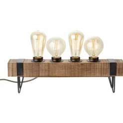 Lampe de table Brilliant Woodhill Bois foncé, Noir, 4 lumières