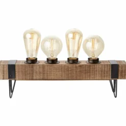 Lampe de table Brilliant Woodhill Bois foncé, Noir, 4 lumières