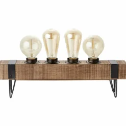 Lampe de table Brilliant Woodhill Bois foncé, Noir, 4 lumières
