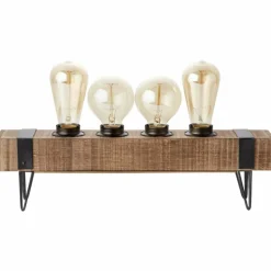 Lampe de table Brilliant Woodhill Bois foncé, Noir, 4 lumières