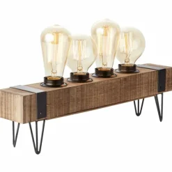 Lampe de table Brilliant Woodhill Bois foncé, Noir, 4 lumières