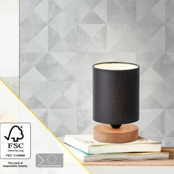 Lampe de table Brilliant Vonnie Bois clair, Blanc, 1 lumière