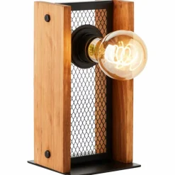 Lampe de table Brilliant Calandra Bois clair, Noir, 1 lumière