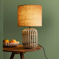 Lampe de table Brilliant Woodrow Écru, 1 lumière