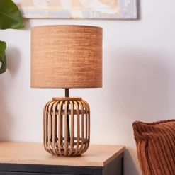 Lampe de table Brilliant Woodrow Écru, 1 lumière