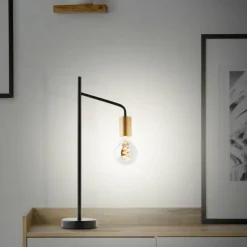 Lampe de table Brilliant Kiel Or, Noir, 1 lumière