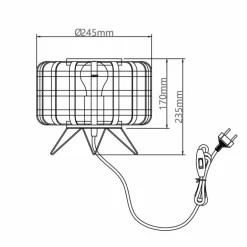 Lampe de table Brilliant Woodline Noir, 1 lumière