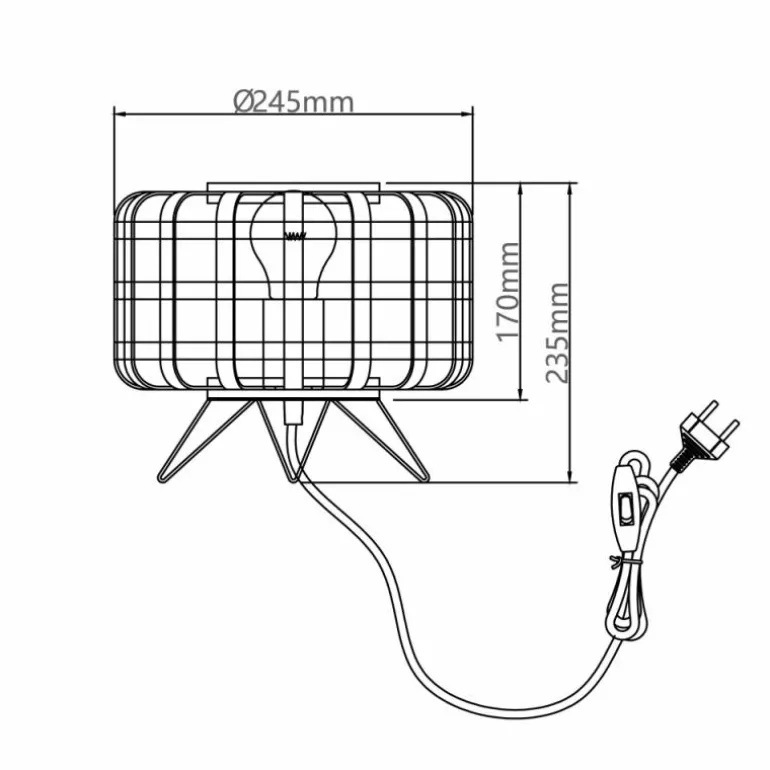 Lampe de table Brilliant Woodline Noir, 1 lumière