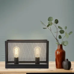 Lampe de table Brilliant Maze Noir, 2 lumières