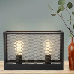 Lampe de table Brilliant Maze Noir, 2 lumières