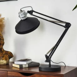 Lampe de table Chara Noir, Argenté, 1 lumière