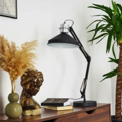 Lampe de table Chara Noir, Argenté, 1 lumière