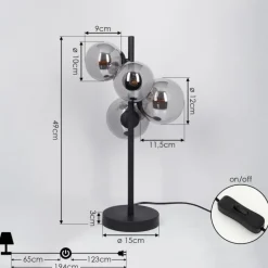 Lampe de table Chehalis LED Noir, 4 lumières